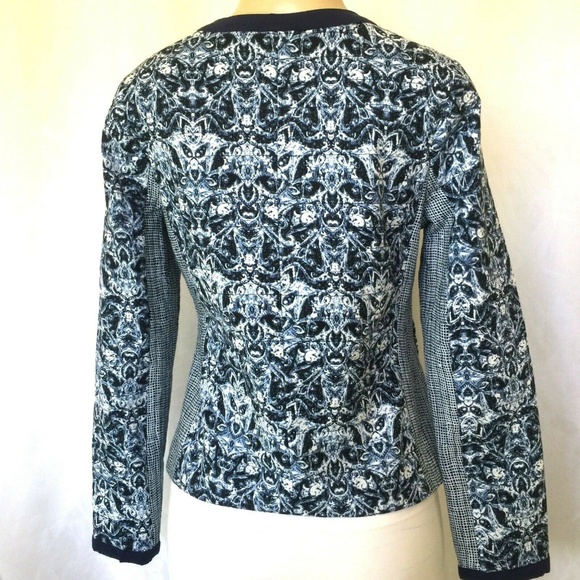 Nanette Lepore Blue Print Quilted Jacket Blazer M - Picture 2 of 7